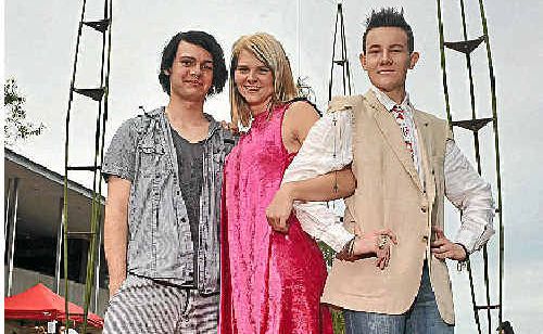 Connor Singleton, Kayla Billerwell modelling his creation, and Jake Samuel-Ingham. Connor Singleton, Kayla Billerwell modelling his creation, and Jake Samuel-Ingham.